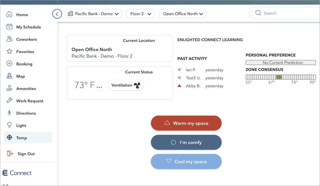 Request a temperature change