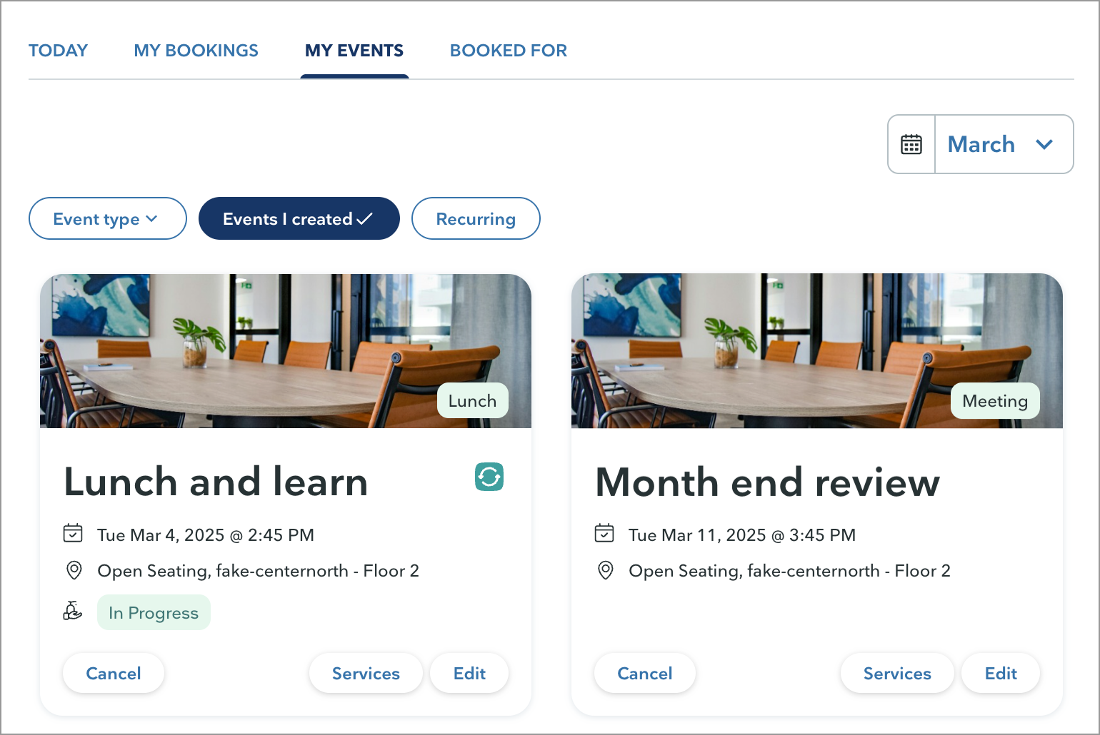 Book or edit an event