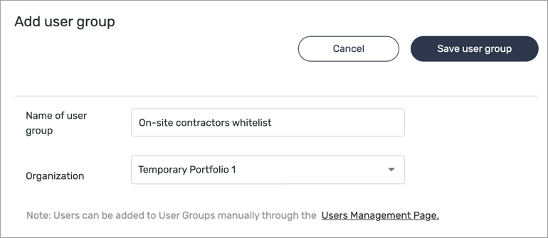 Create or modify Whitelist User Groups