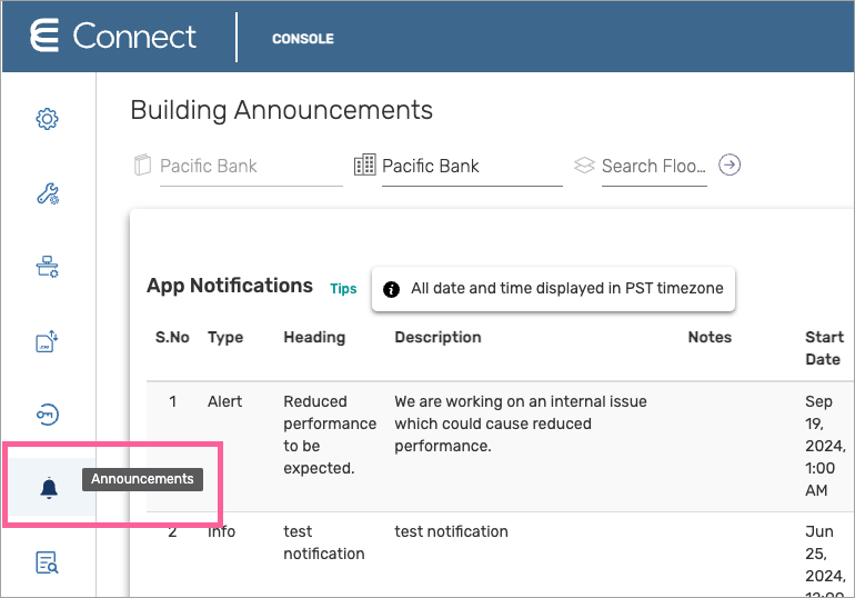 Configuring in-app notifications