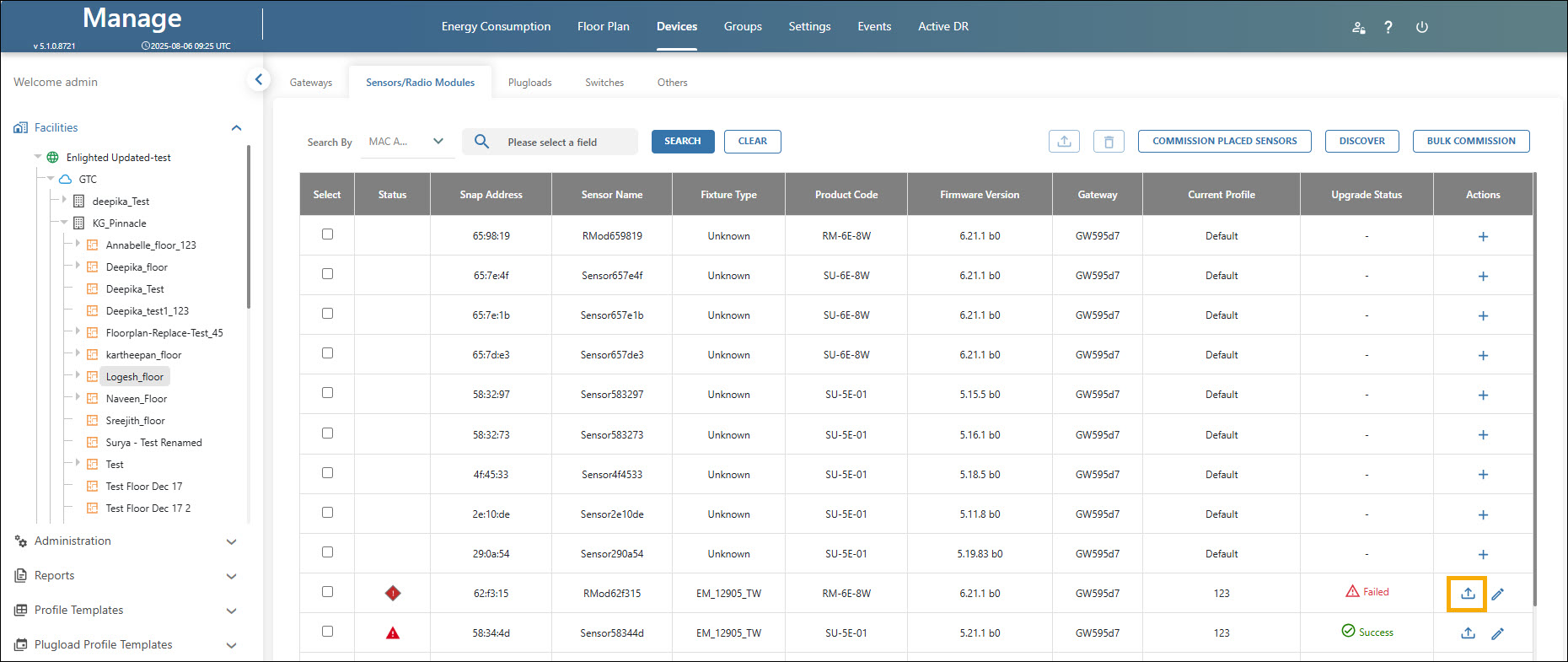 Upgrading Firmware for Devices in Manage