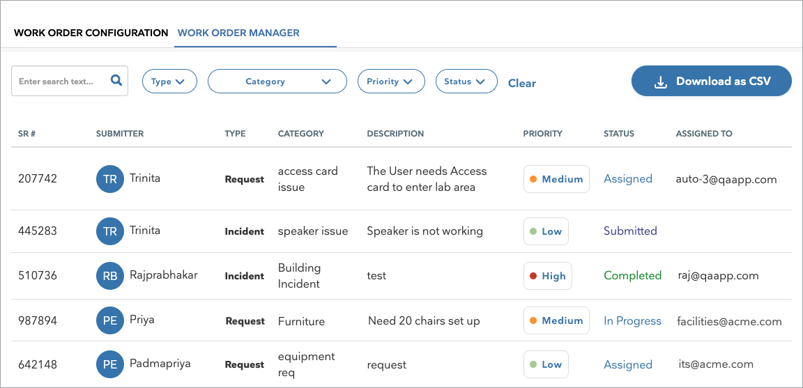 Manage Work Orders